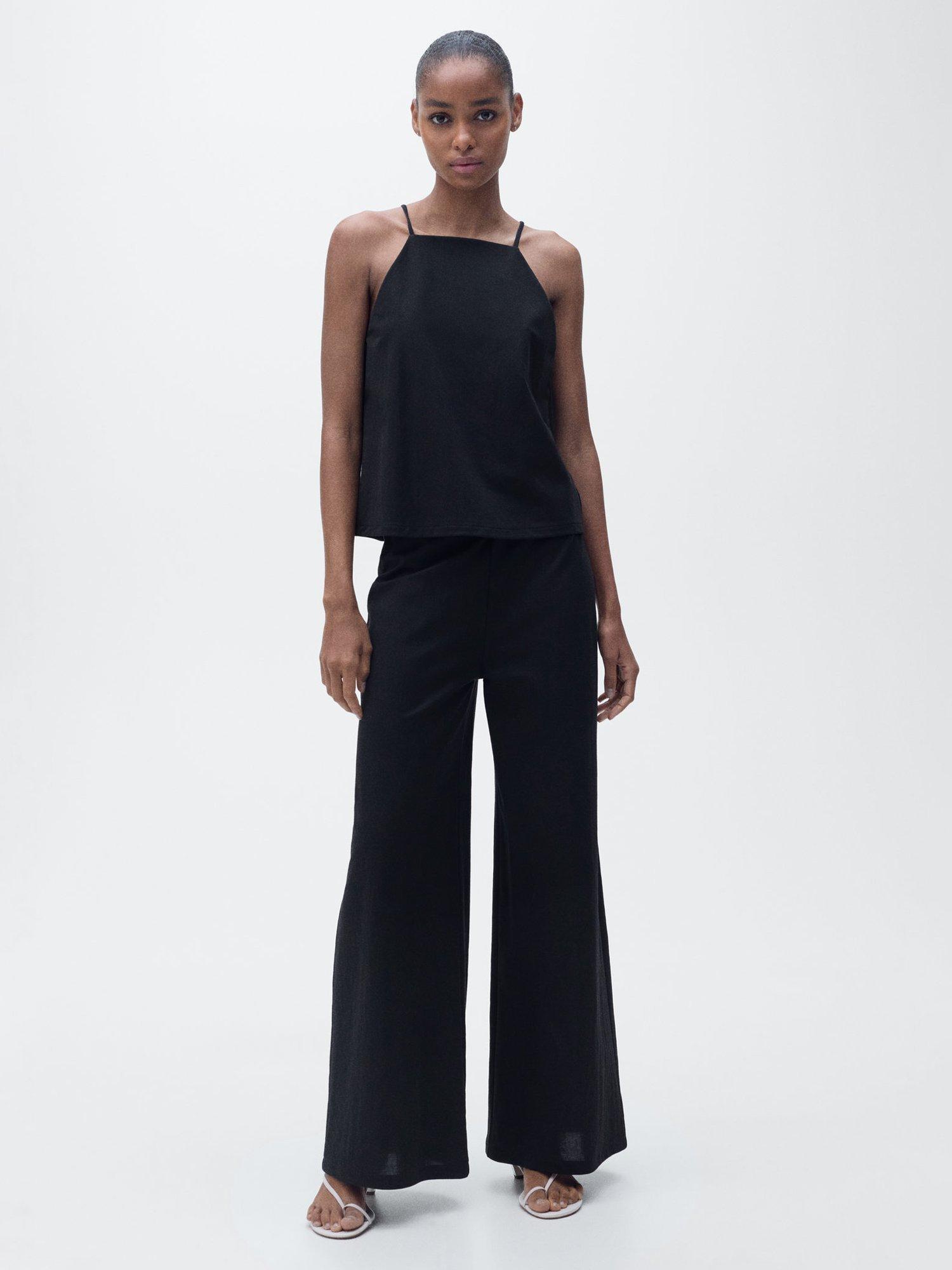 Product image 2 of 8, which shows Mango Catleen Halterneck Sleeveless Top, Black, S