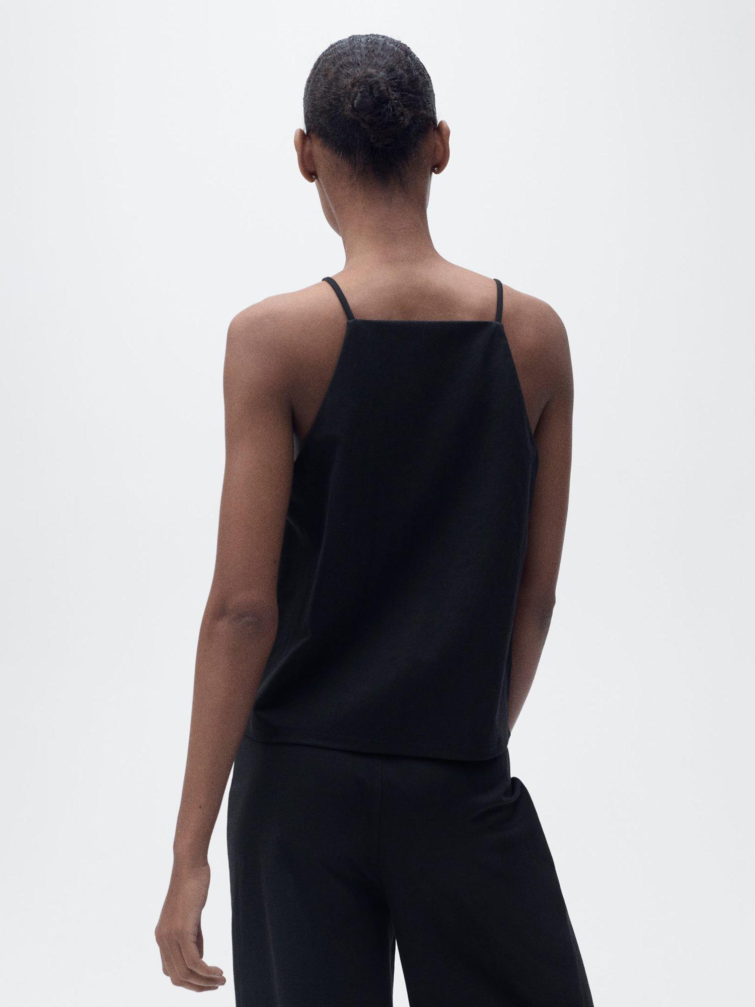 Product image 4 of 8, which shows Mango Catleen Halterneck Sleeveless Top, Black, S