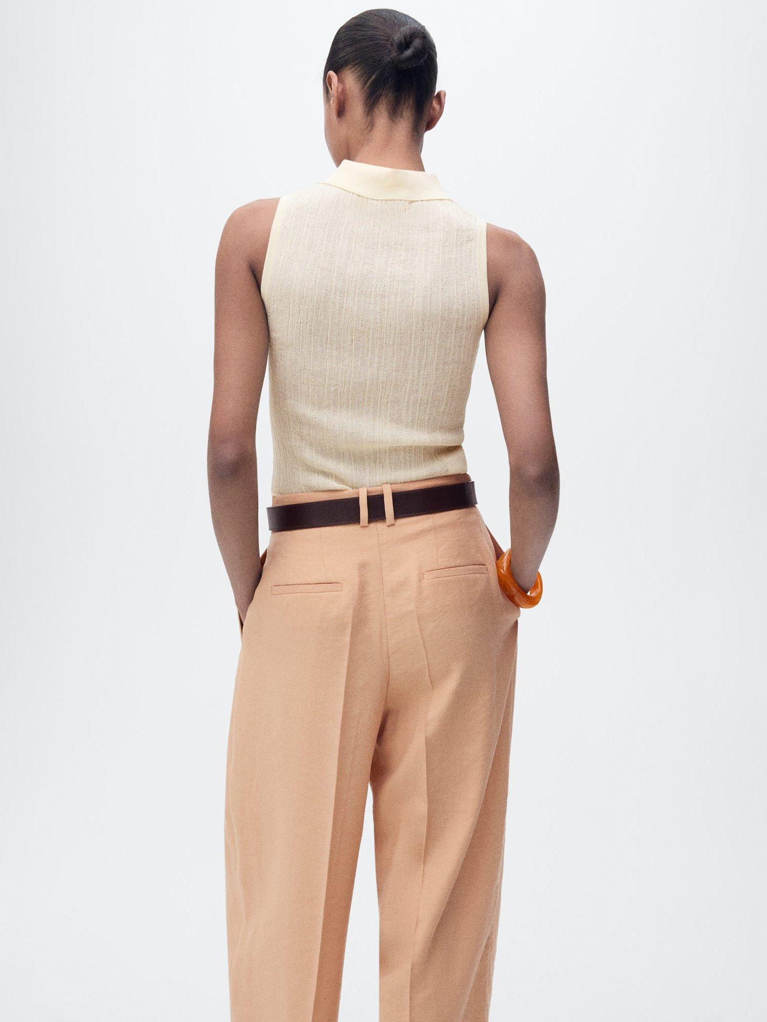 Product image 4 of 7, which shows Mango Claus Sleeveless Cotton Blend Polo Shirt, Yellow, L