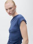 Mango Juli Draped Top, Medium Blue
