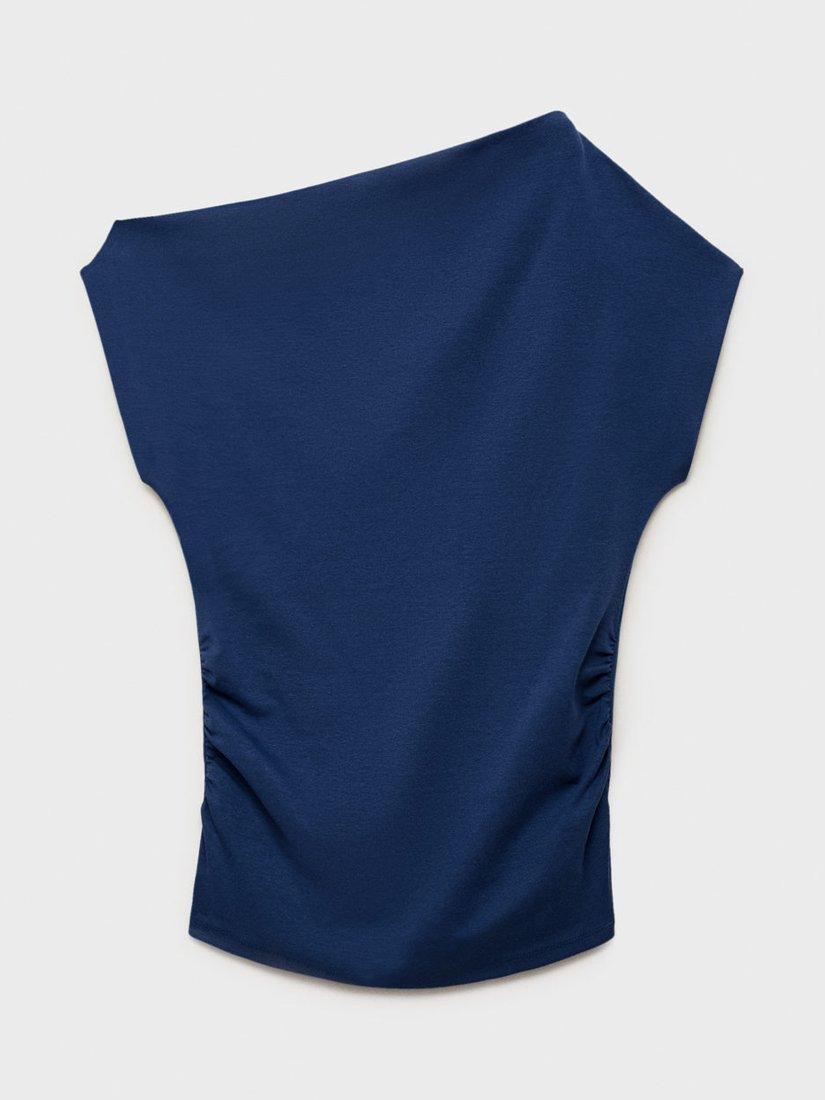 Product image 3 of 7, which shows Mango Juli Draped Top, Medium Blue, L