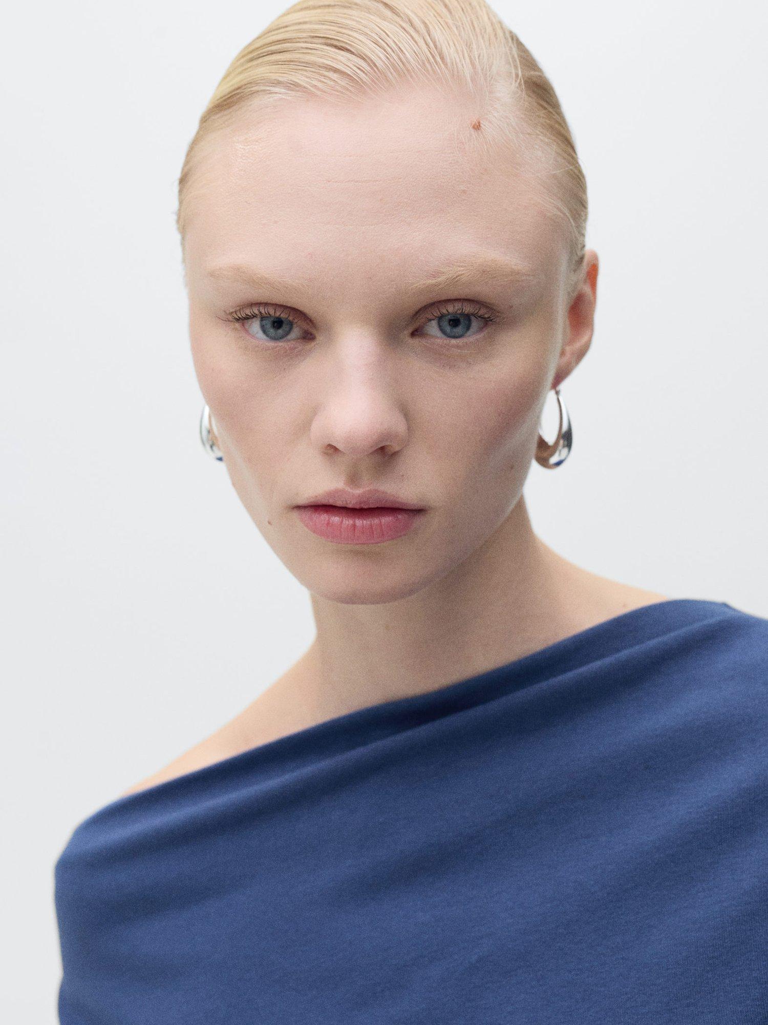 Product image 6 of 7, which shows Mango Juli Draped Top, Medium Blue, L