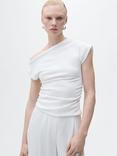 Mango Juli Draped Top, White