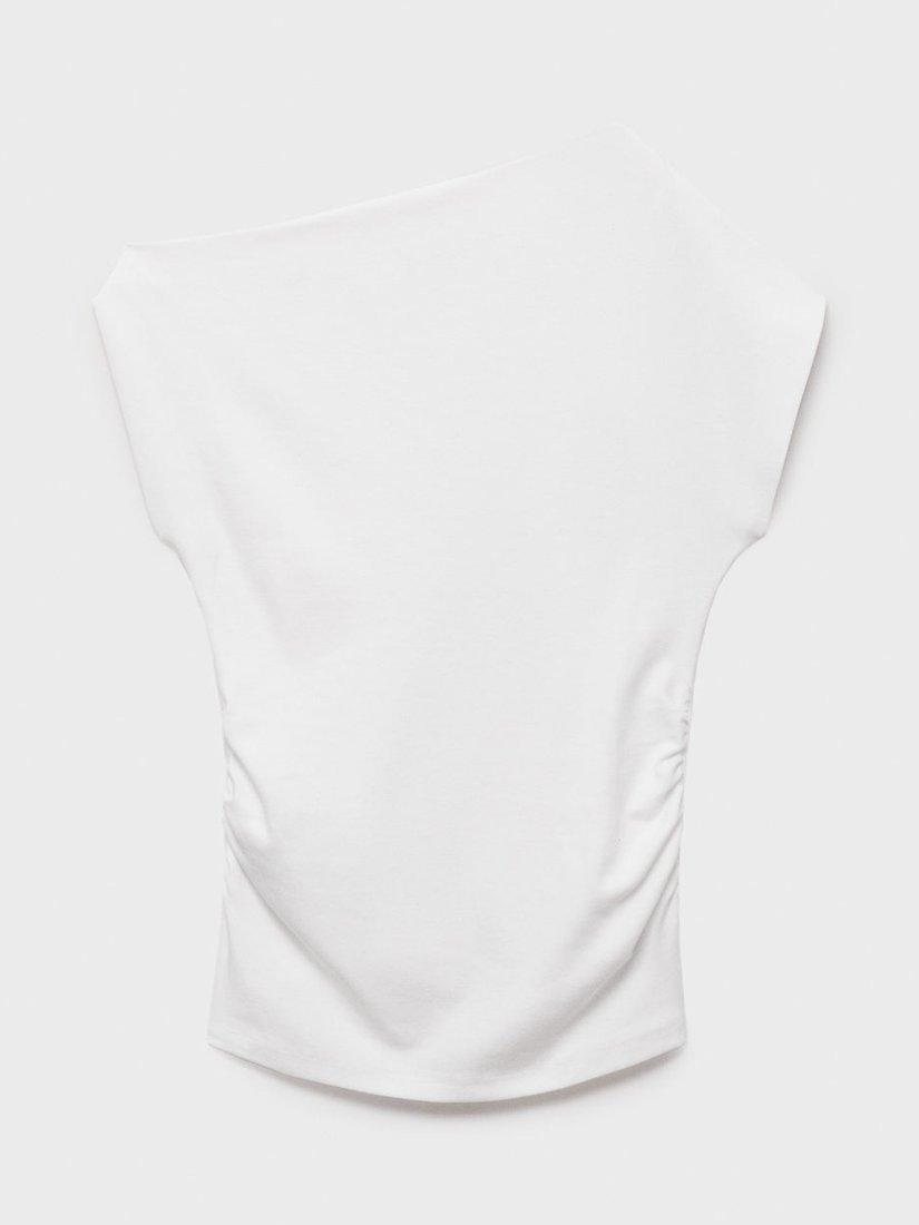 Product image 3 of 7, which shows Mango Juli Draped Top, White, M