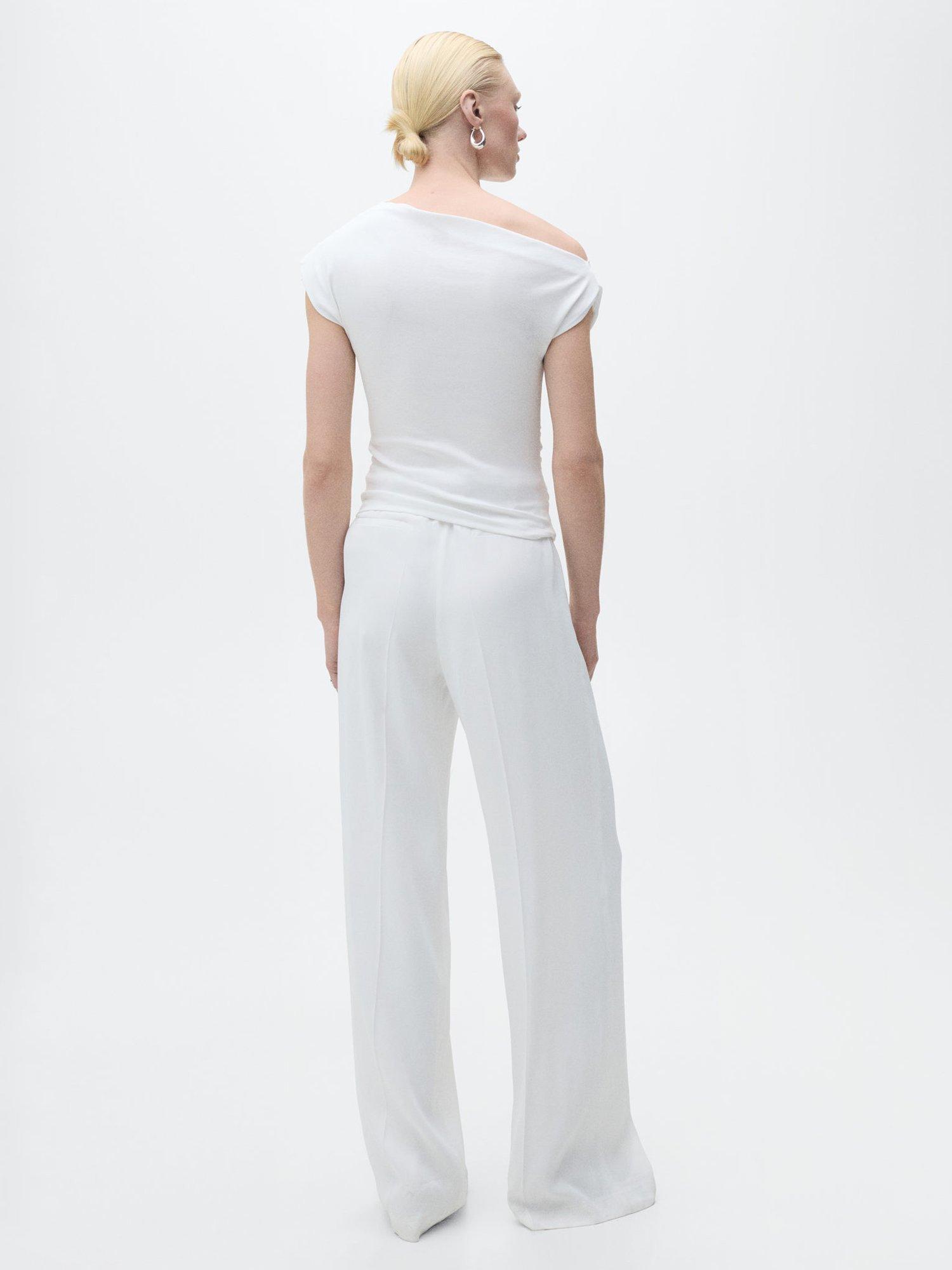 Product image 4 of 7, which shows Mango Juli Draped Top, White, M