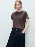 Mango Ling Linen T-Shirt, Brown