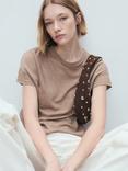 Mango Ling Linen T-Shirt, Lt Pastel Brown