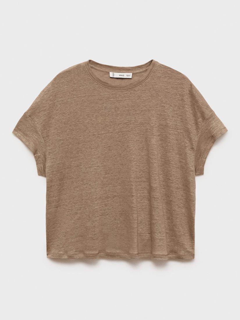 Product image 3 of 7, which shows Mango Ling Linen T-Shirt, Lt Pastel Brown, XS