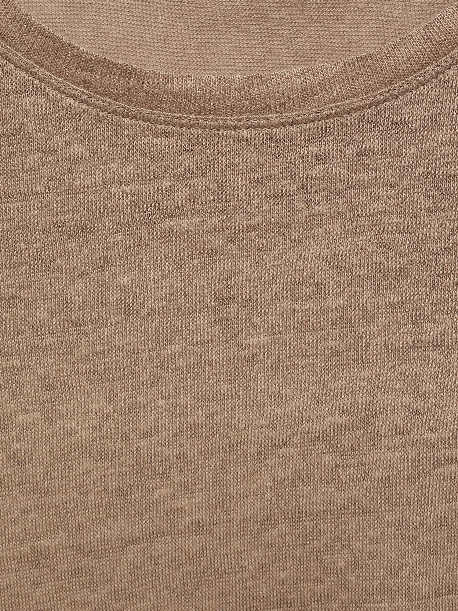 Product image 7 of 7, which shows Mango Ling Linen T-Shirt, Lt Pastel Brown, XS
