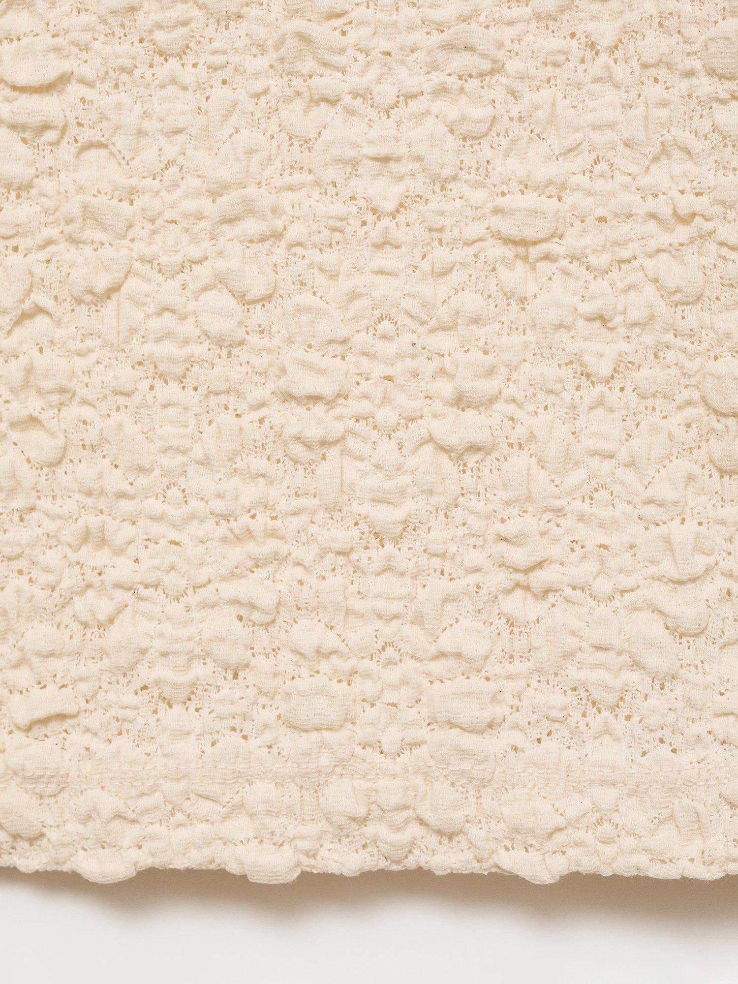 Product image 5 of 8, which shows Mango Nora Textured T-Shirt, Light Beige, XXS