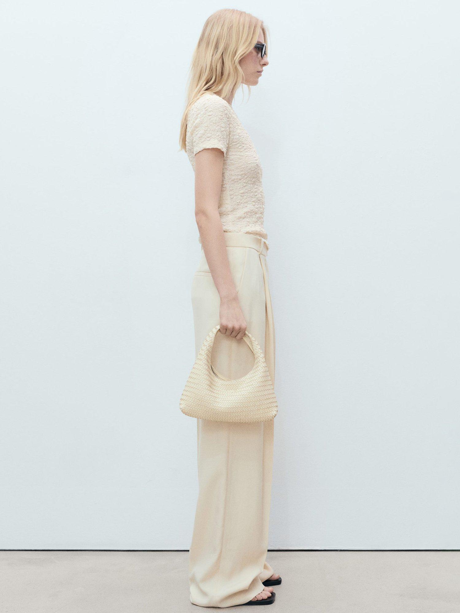 Product image 7 of 8, which shows Mango Nora Textured T-Shirt, Light Beige, XXS