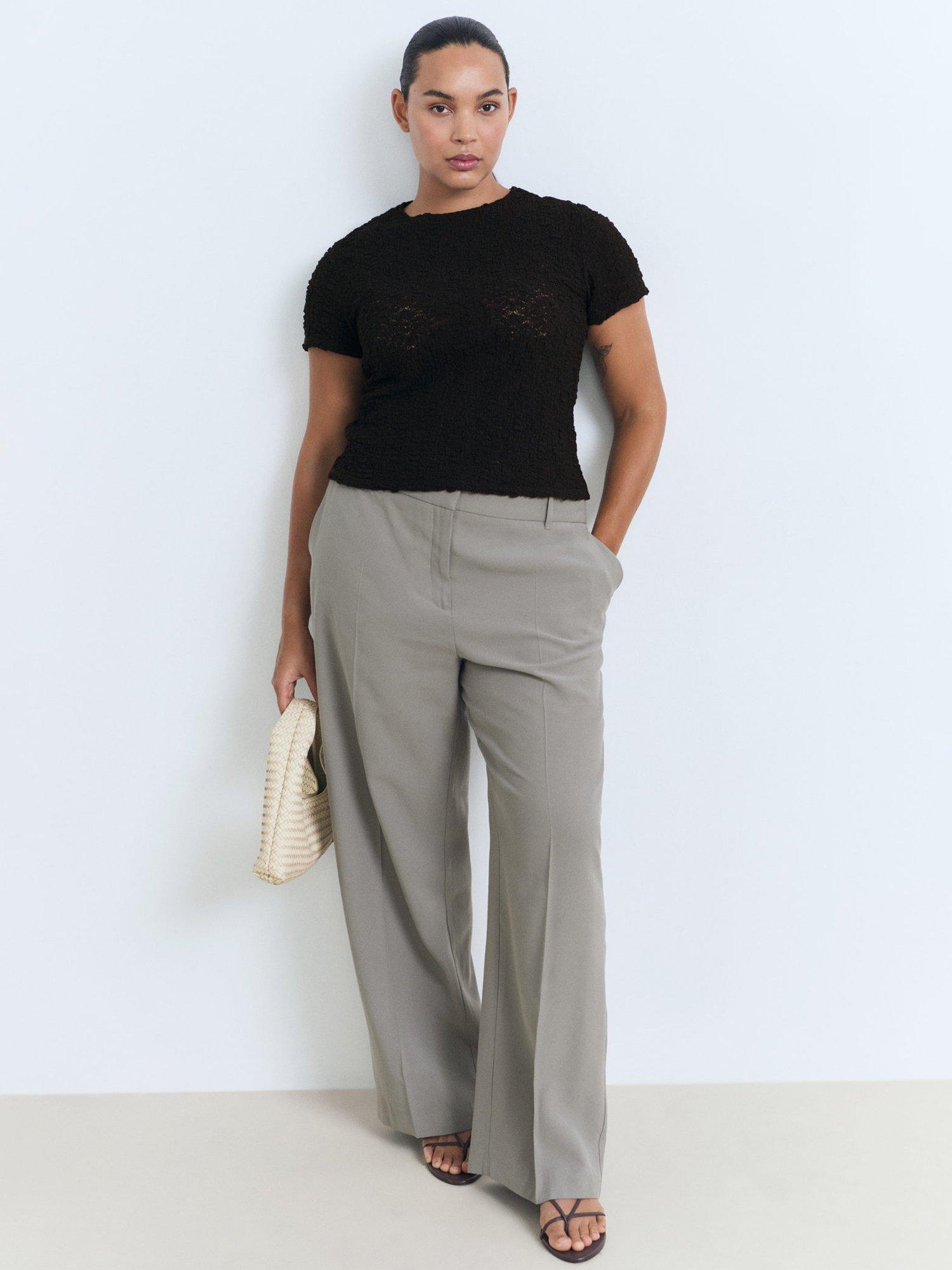 Product image 7 of 8, which shows Mango Nora Textured T-Shirt, Black, XS