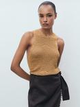 Mango Osio Sparkle Open Knit Top, Gold