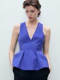 Mango Palma Peplum Hem Top, Medium Blue
