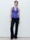 Mango Palma Peplum Hem Top, Medium Blue