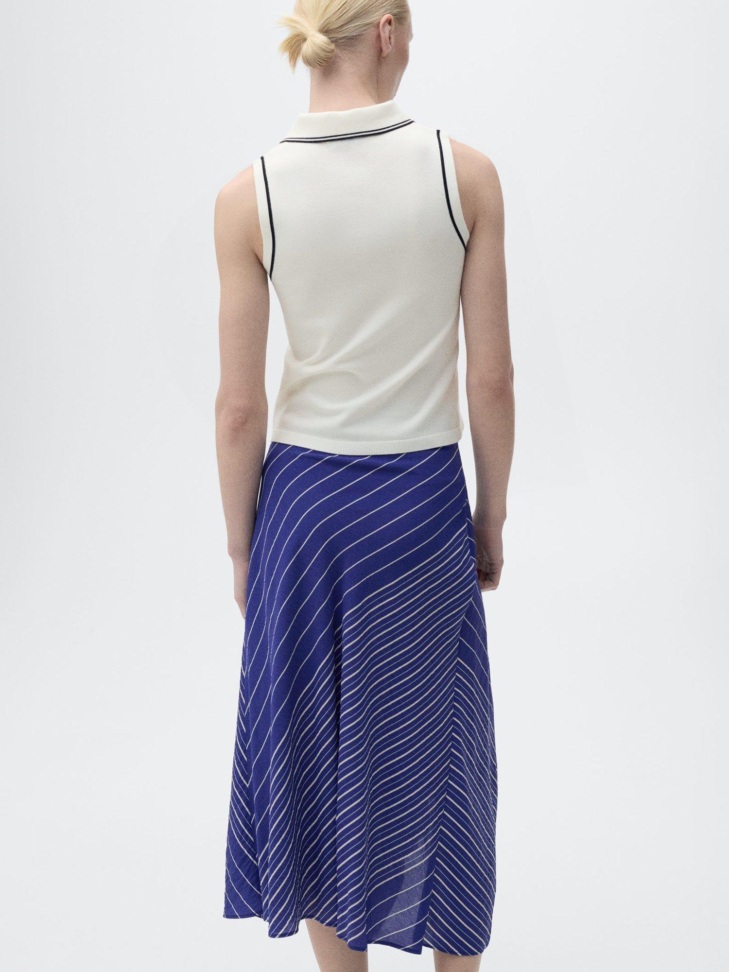 Product image 4 of 7, which shows Mango Contrast Trim Fine Knit Polo Shirt, Light Beige, XS