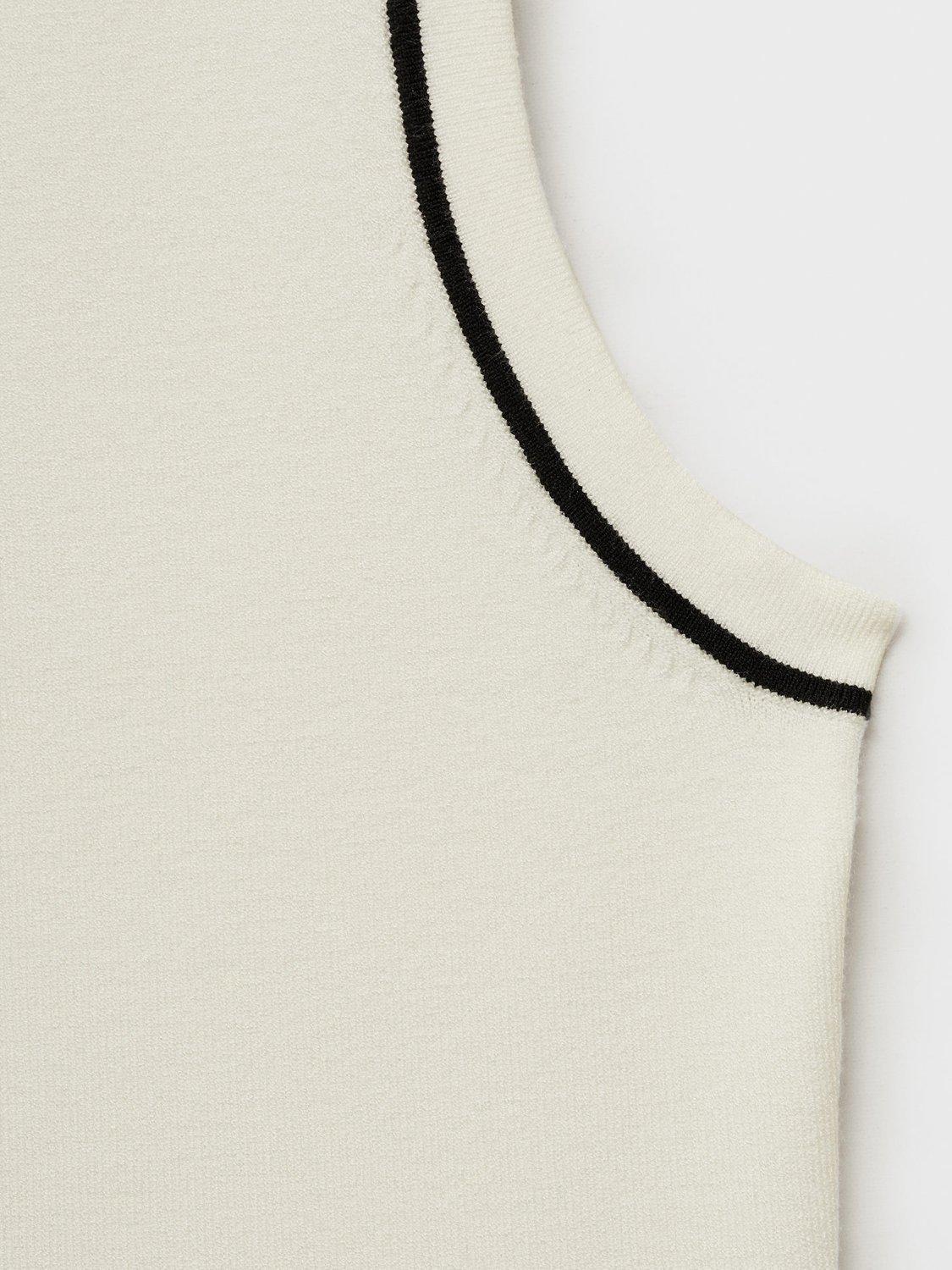 Product image 5 of 7, which shows Mango Contrast Trim Fine Knit Polo Shirt, Light Beige, XS