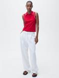 Mango Contrast Trim Fine Knit Polo Shirt