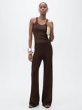 Mango Ririn Ribbed Vest Top, Dark Brown