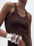 Mango Ririn Ribbed Vest Top, Dark Brown