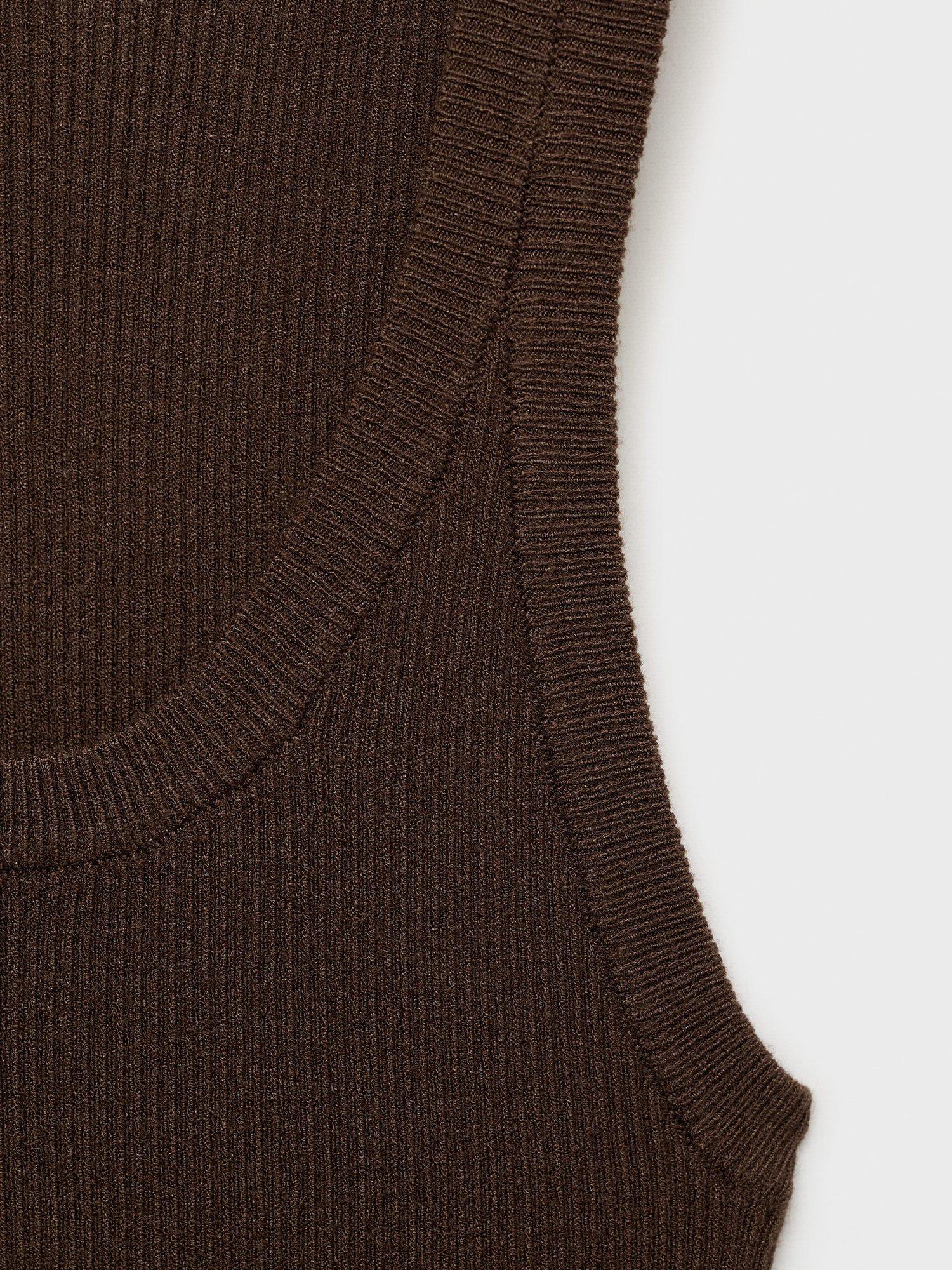 Product image 7 of 7, which shows Mango Ririn Ribbed Vest Top, Dark Brown, L