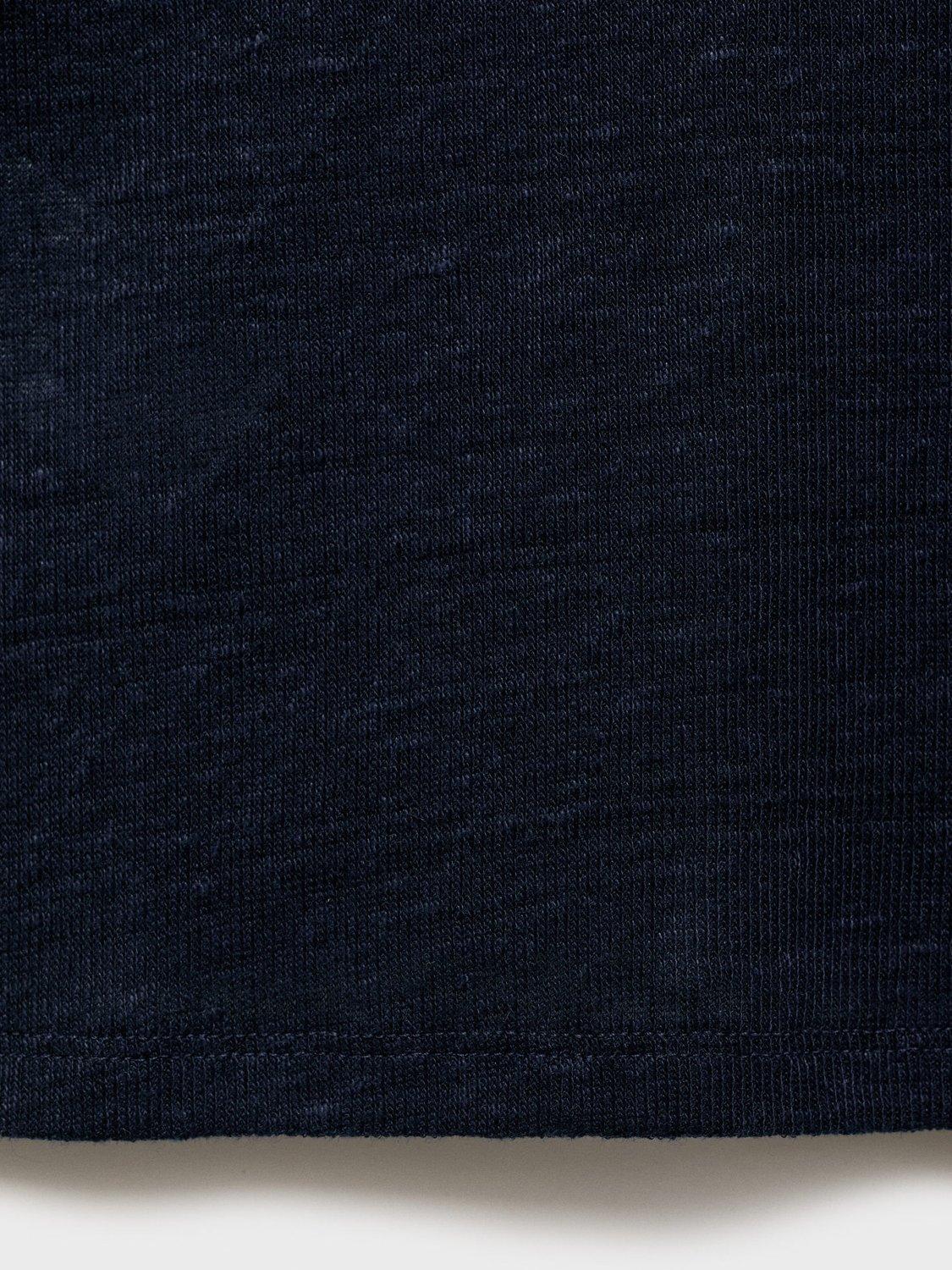 Product image 5 of 7, which shows Mango Vilaflor Linen T-Shirt, Navy, XL