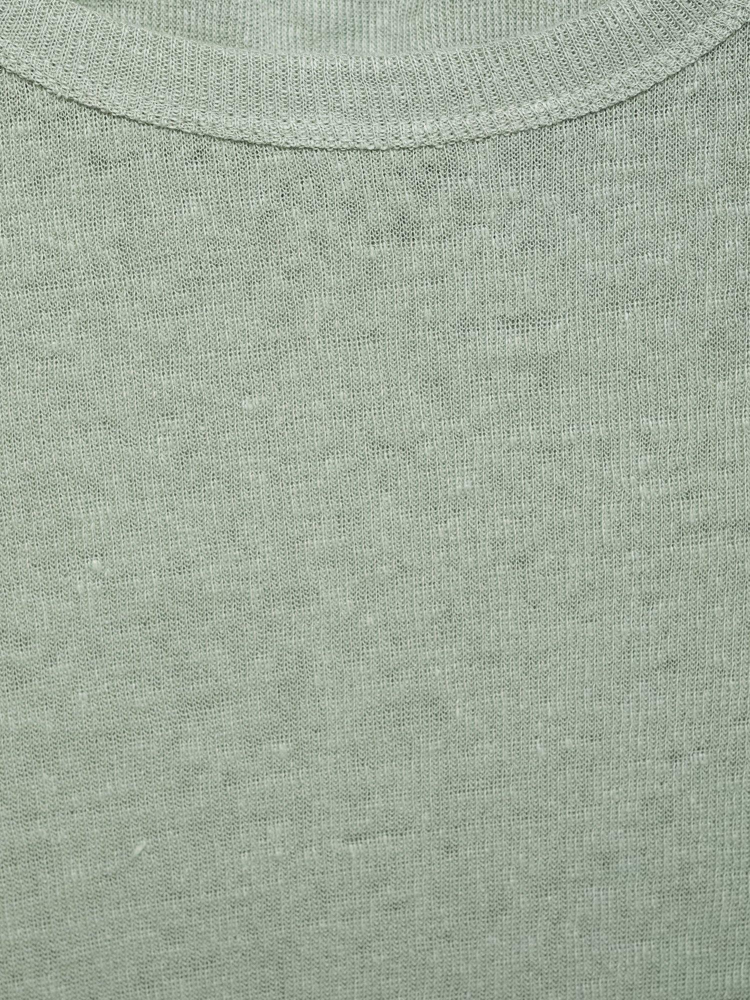 Product image 6 of 6, which shows Mango Vilaflor Linen T-Shirt, Green, XS