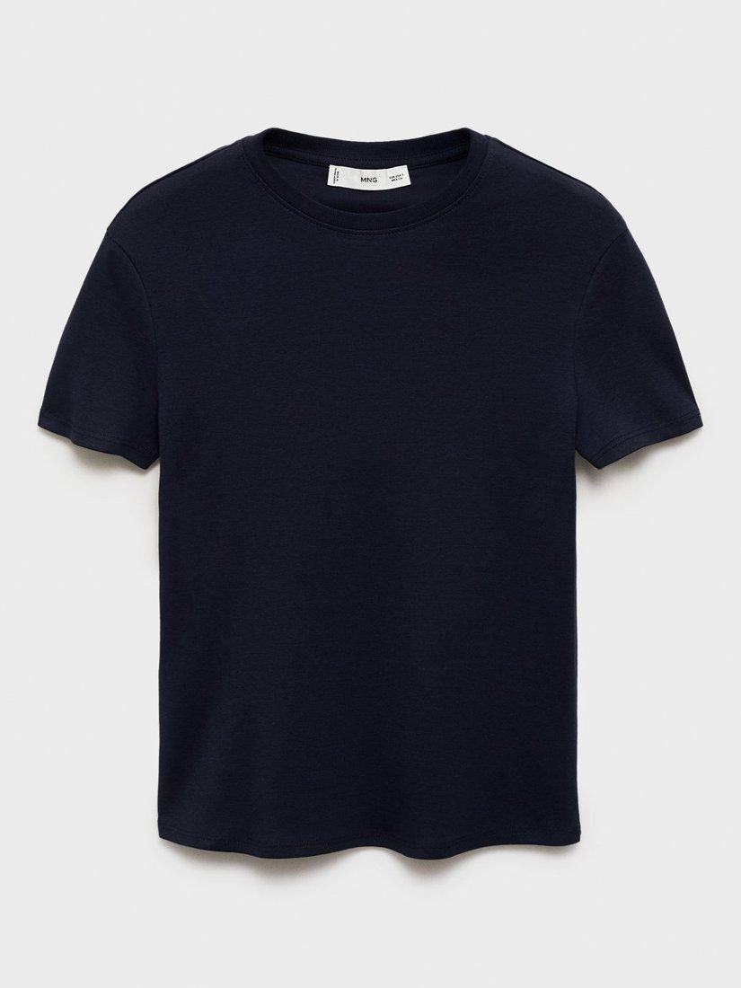 Product image 3 of 7, which shows Mango Zani Cotton Fitted T-Shirt, Dark Blue, XXS