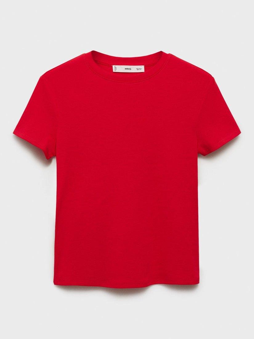 Product image 3 of 7, which shows Mango Zani Cotton Fitted T-Shirt, Red, XS