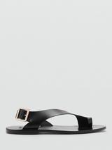 Mango Bell Cross Strap Leather Sandals