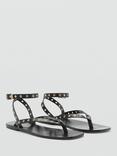 Mango Eyelet Strappy Leather Sandals, Black