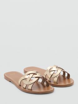 Mango Nudi Leather Sandal - view 2, Gold