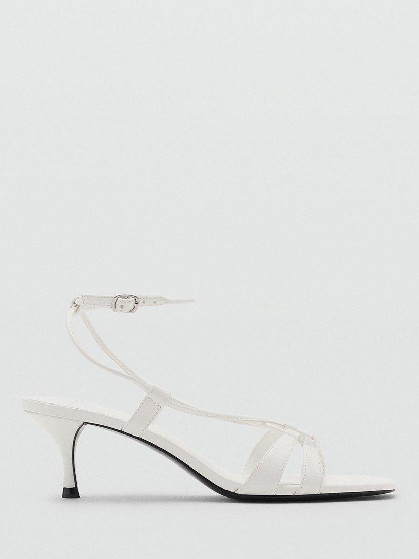 Product image 1 of 6, which shows Mango Paloma Heeled Strappy Sandals, White, 5