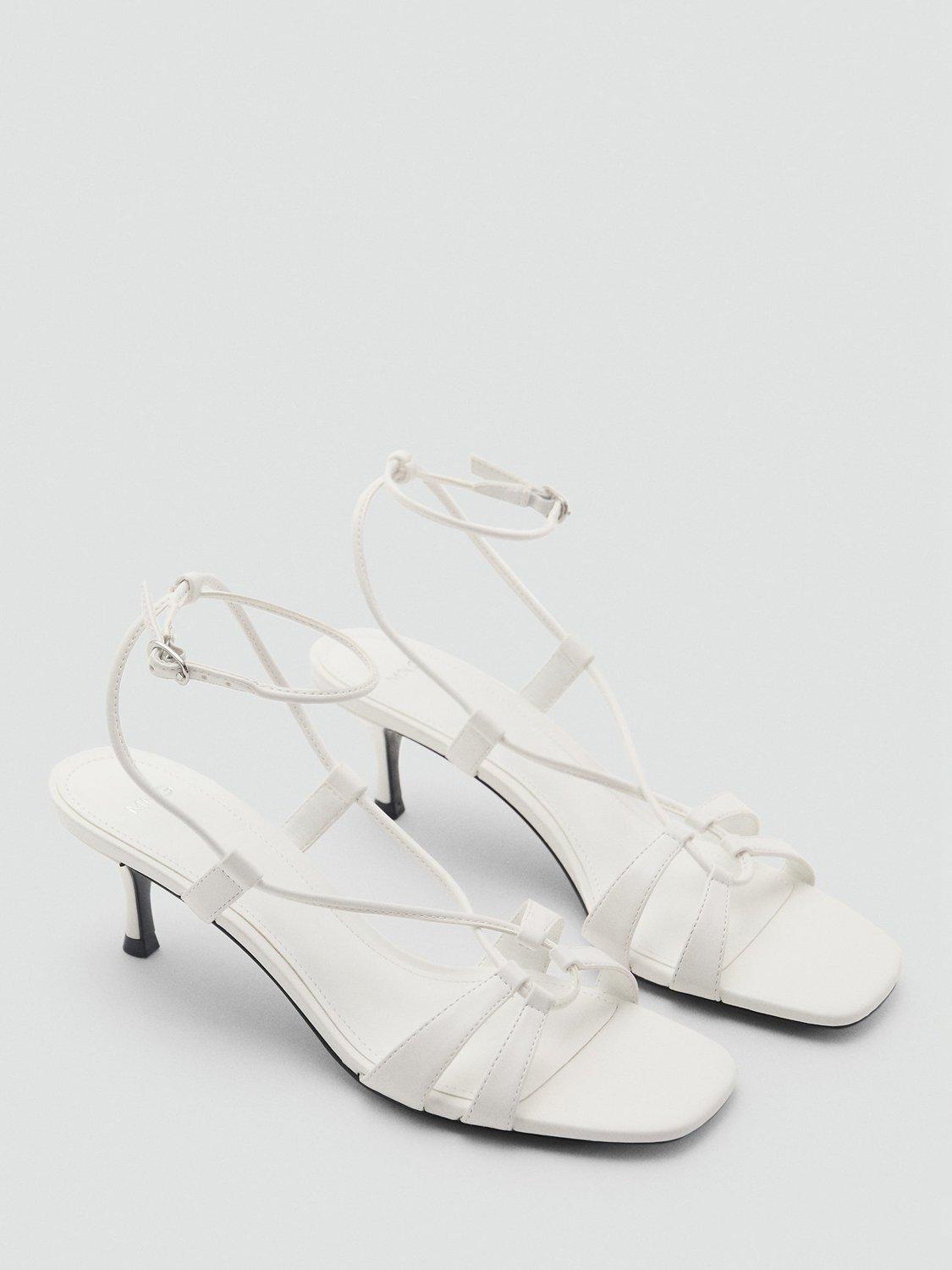 Product image 2 of 6, which shows Mango Paloma Heeled Strappy Sandals, White, 5