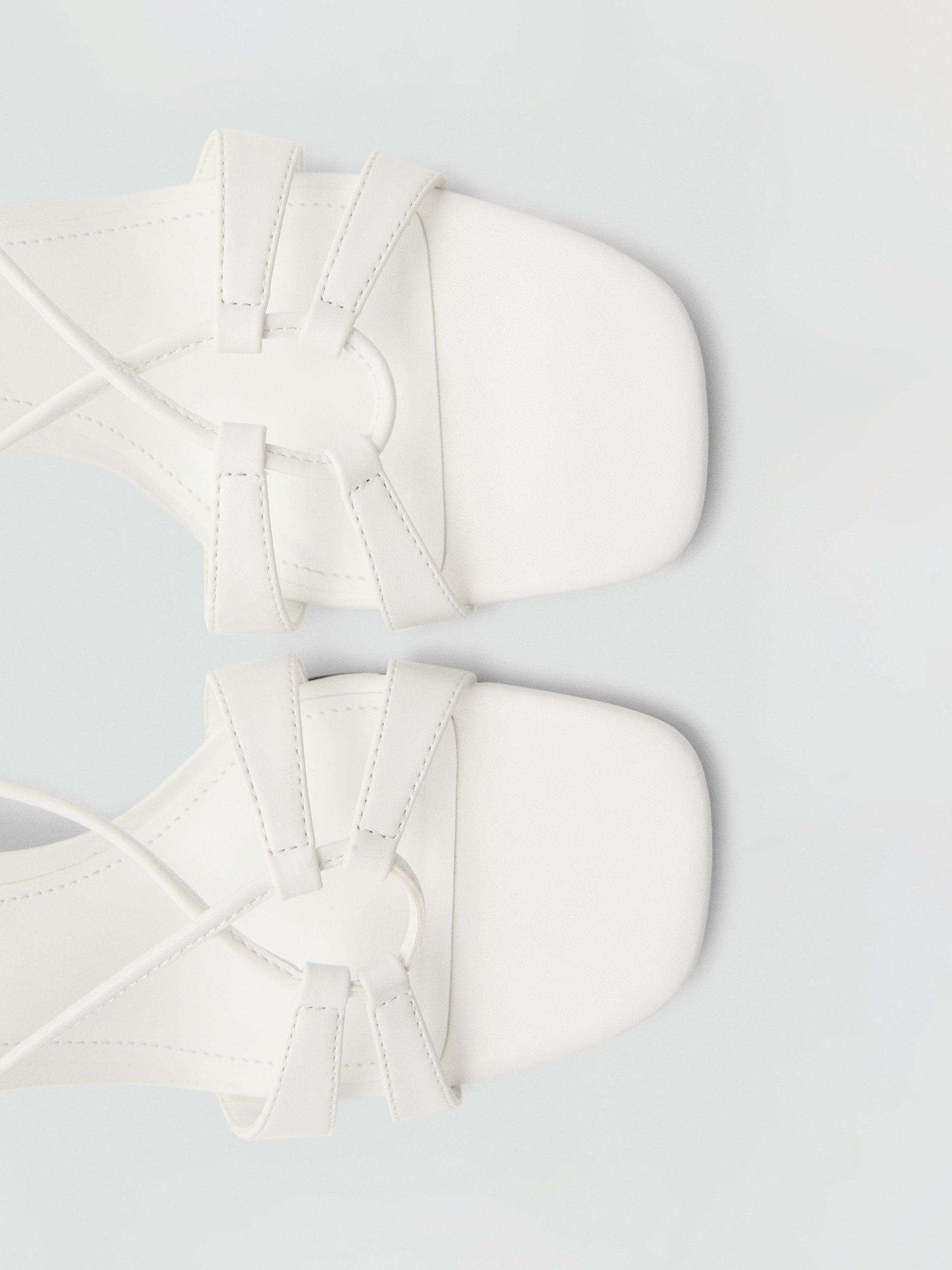 Product image 4 of 6, which shows Mango Paloma Heeled Strappy Sandals, White, 5