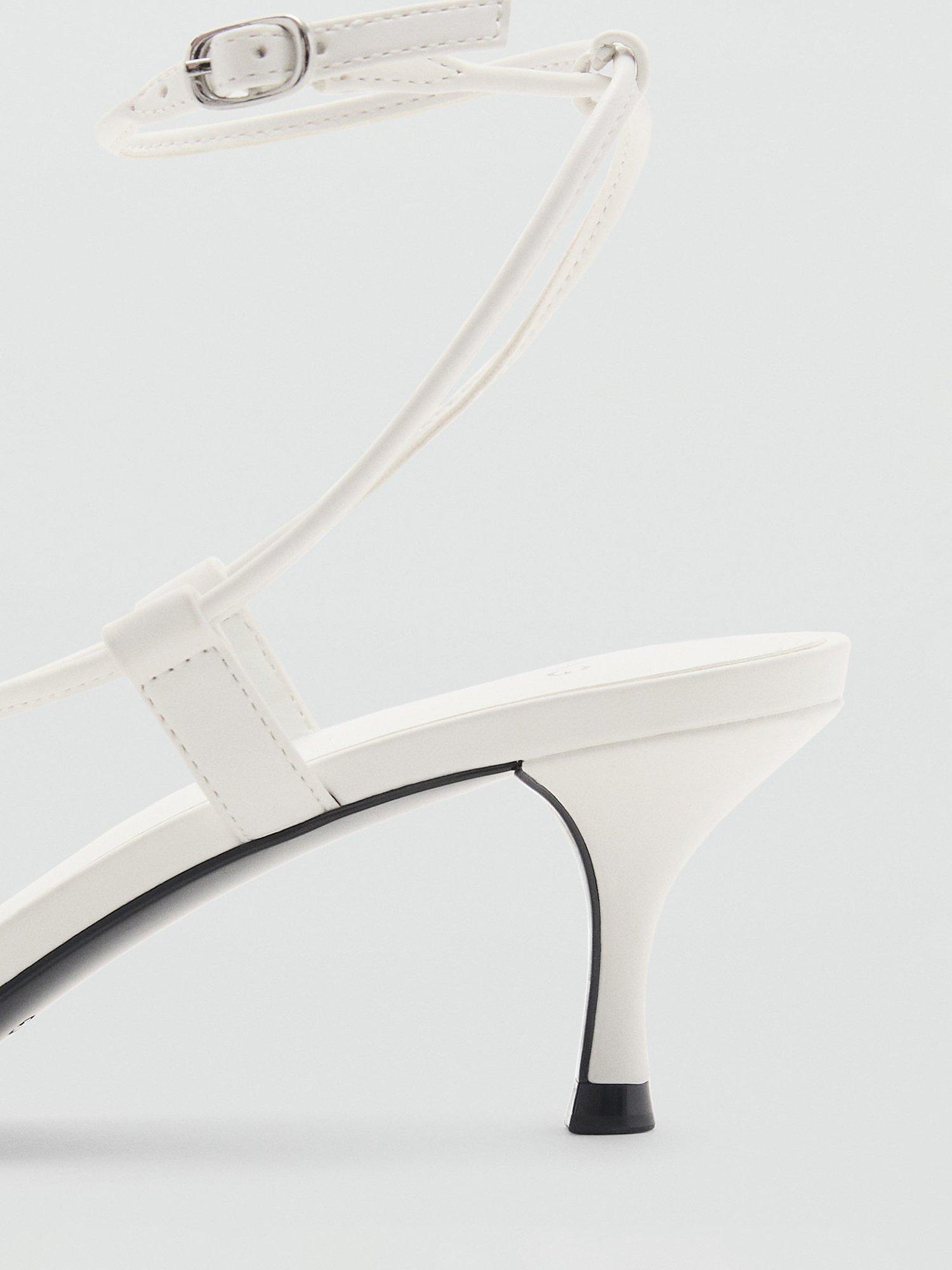 Product image 5 of 6, which shows Mango Paloma Heeled Strappy Sandals, White, 5