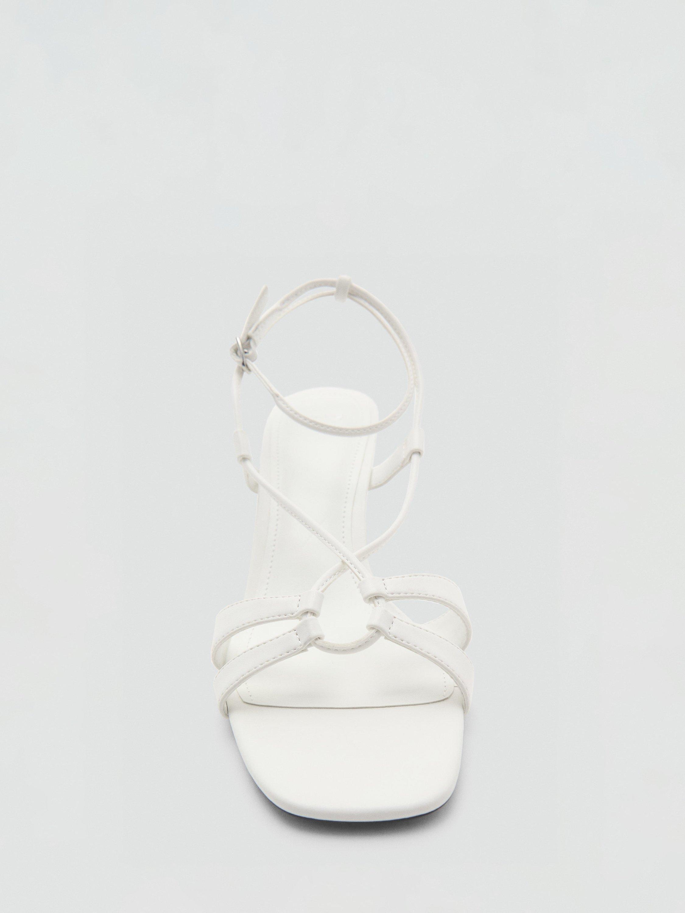 Product image 6 of 6, which shows Mango Paloma Heeled Strappy Sandals, White, 5