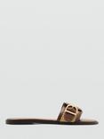Mango Leather Raffia Sandals, Medium Brown