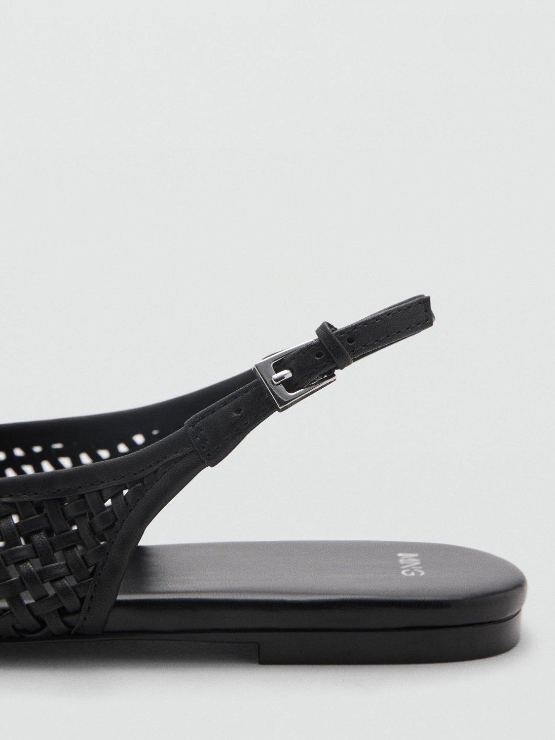 Product image 4 of 5, which shows Mango Charlote Woven Slingback Sandals, Black, 2