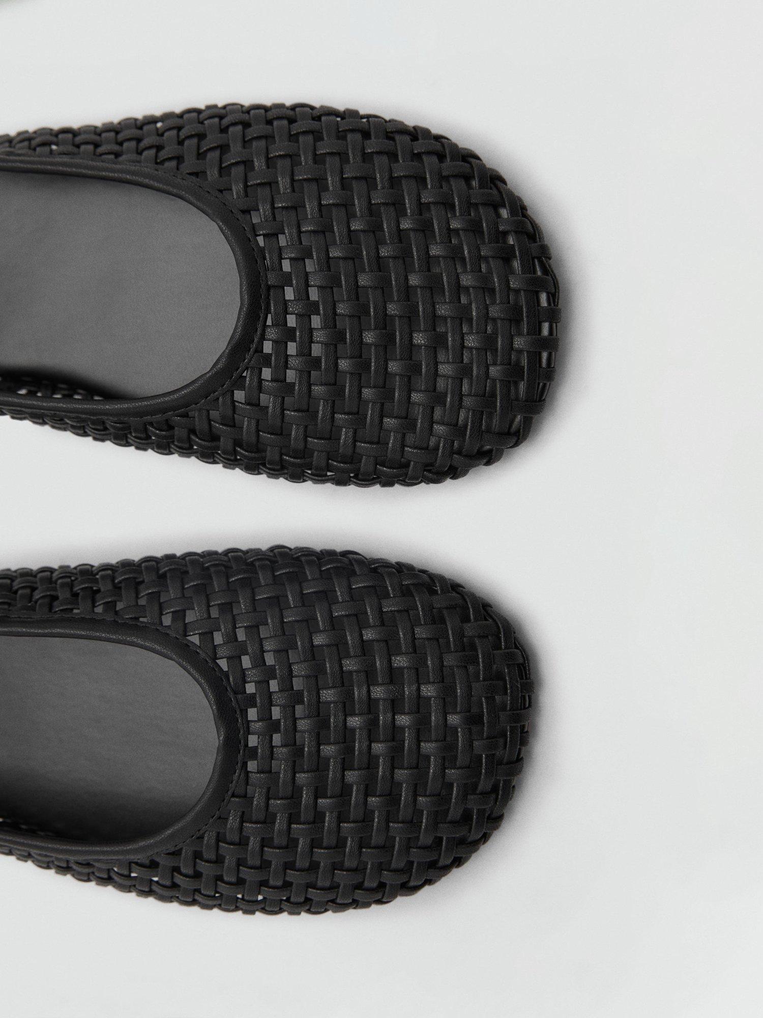 Product image 5 of 5, which shows Mango Charlote Woven Slingback Sandals, Black, 2