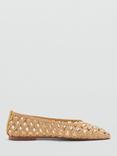 Mango Ros Open Weave Ballerina Pumps, Medium Brown