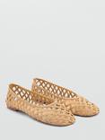 Mango Ros Open Weave Ballerina Pumps, Medium Brown