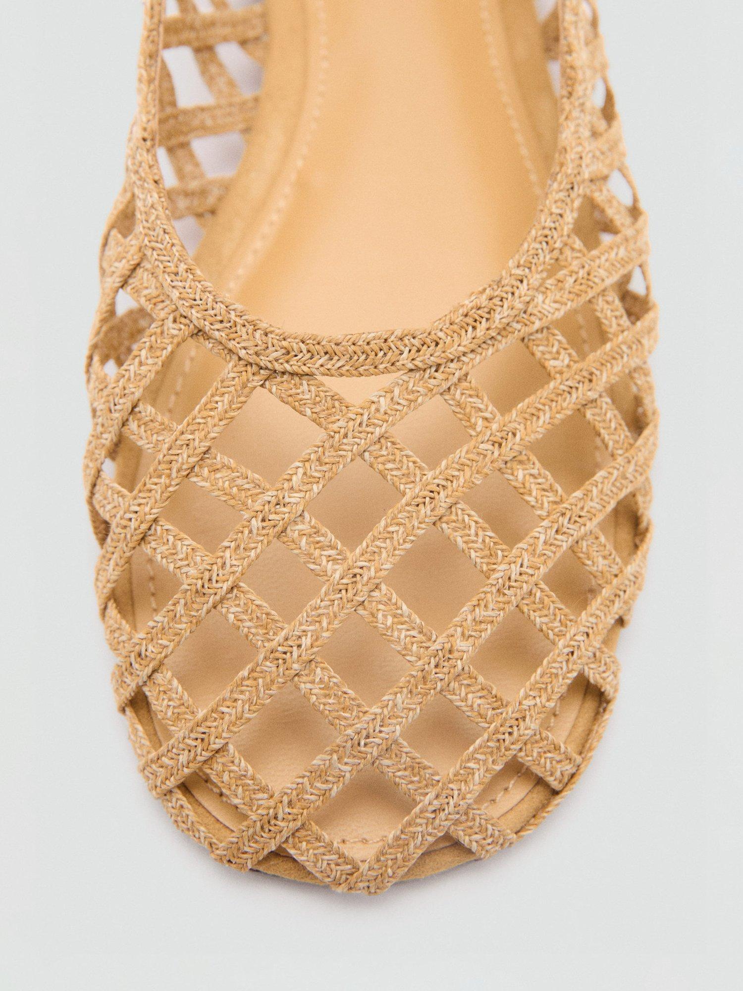 Product image 4 of 4, which shows Mango Ros Open Weave Ballerina Pumps, Medium Brown, 2