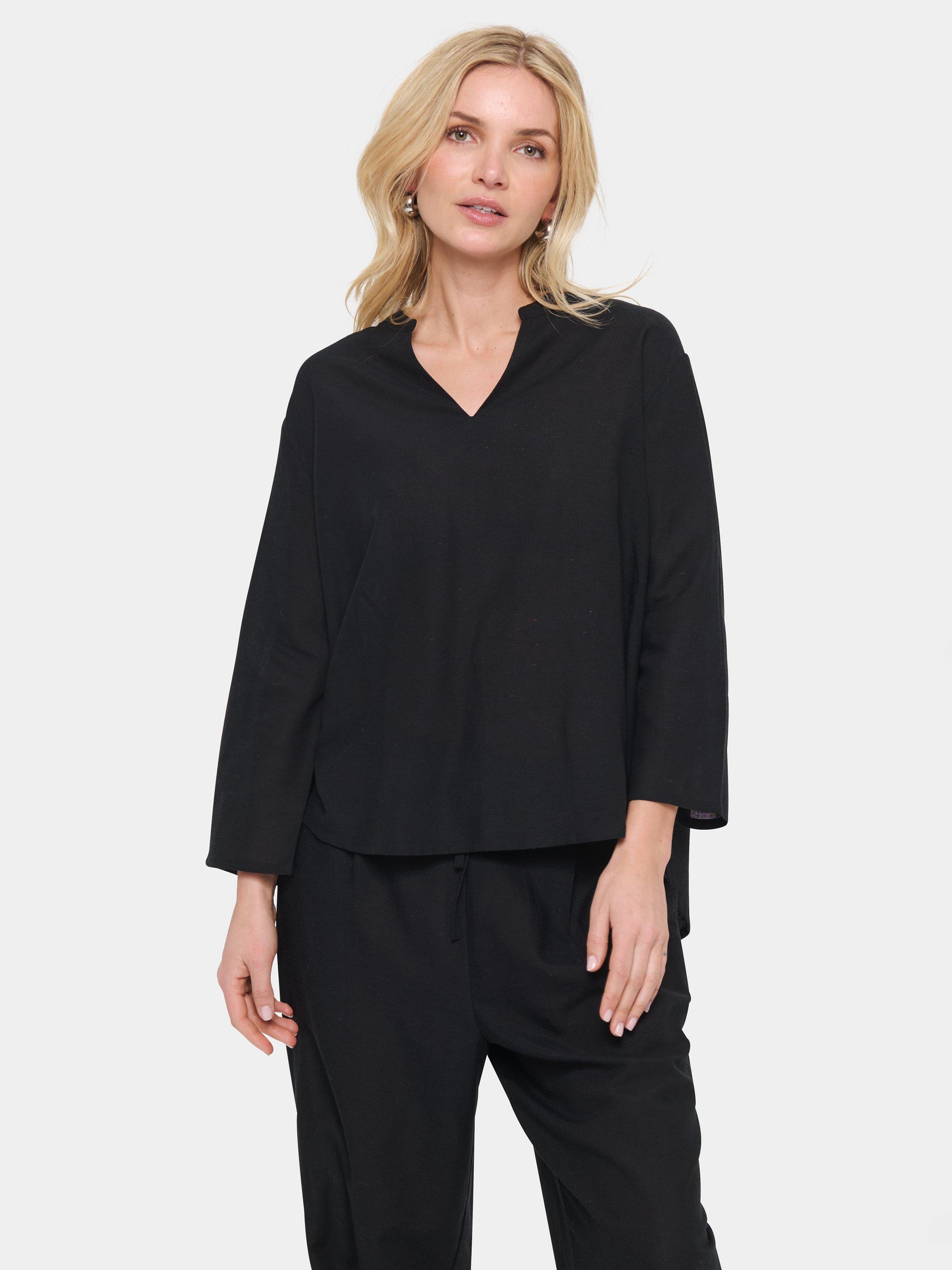 Product image 1 of 6, which shows Saint Tropez Katha V-Neck Top, Black, XS