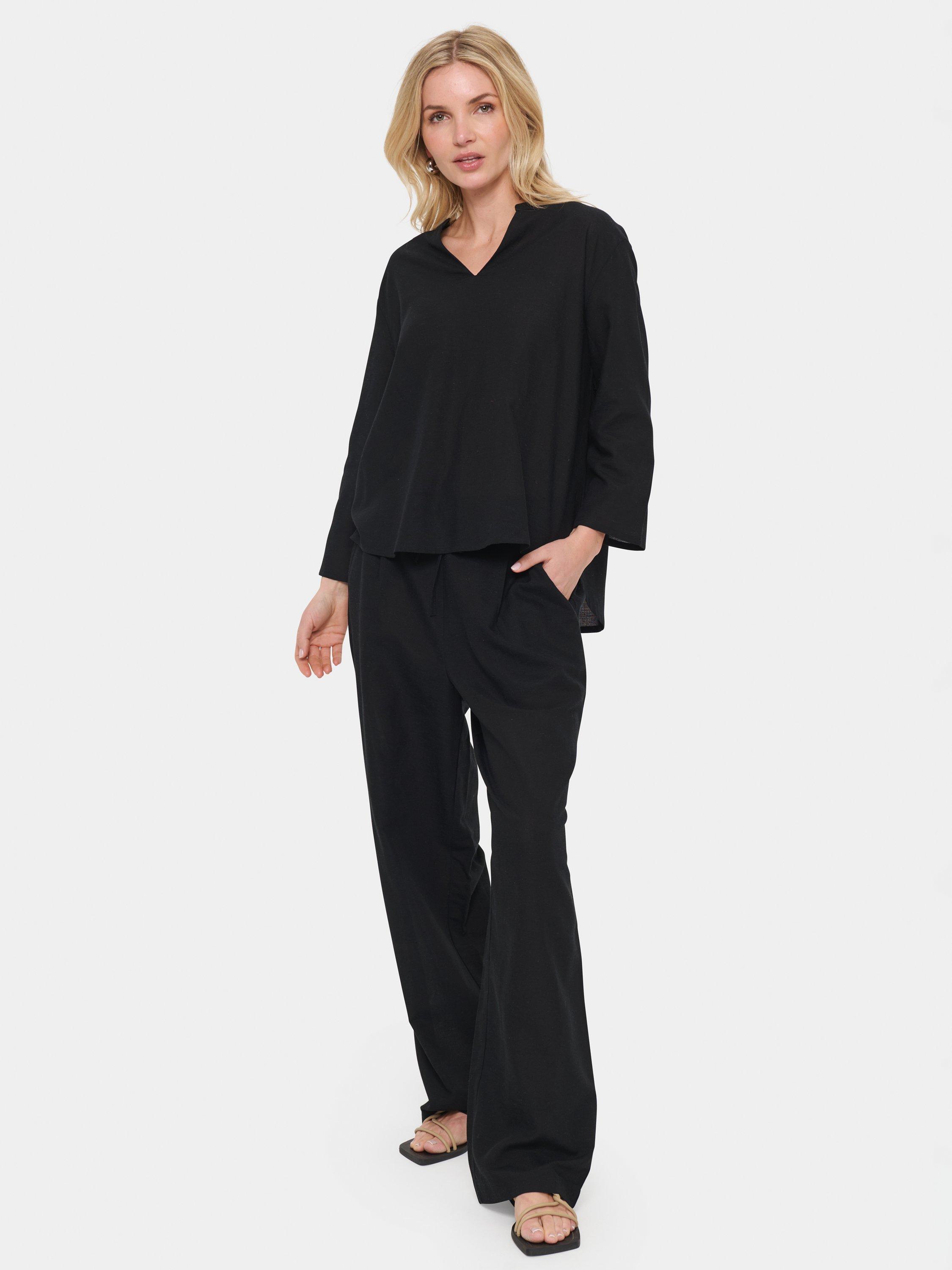 Product image 3 of 6, which shows Saint Tropez Katha V-Neck Top, Black, XS