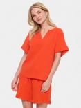 Saint Tropez Katina Button Neck Top, Orange