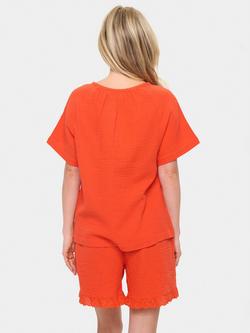 Saint Tropez Katina Button Neck Top, Orange - view 2, Orange