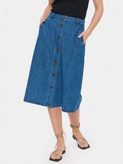 Saint Tropez Kayo Denim Midi Skirt, Medium Blue, Medium Blue