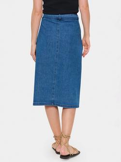 Saint Tropez Kayo Denim Midi Skirt, Medium Blue - view 2, Medium Blue