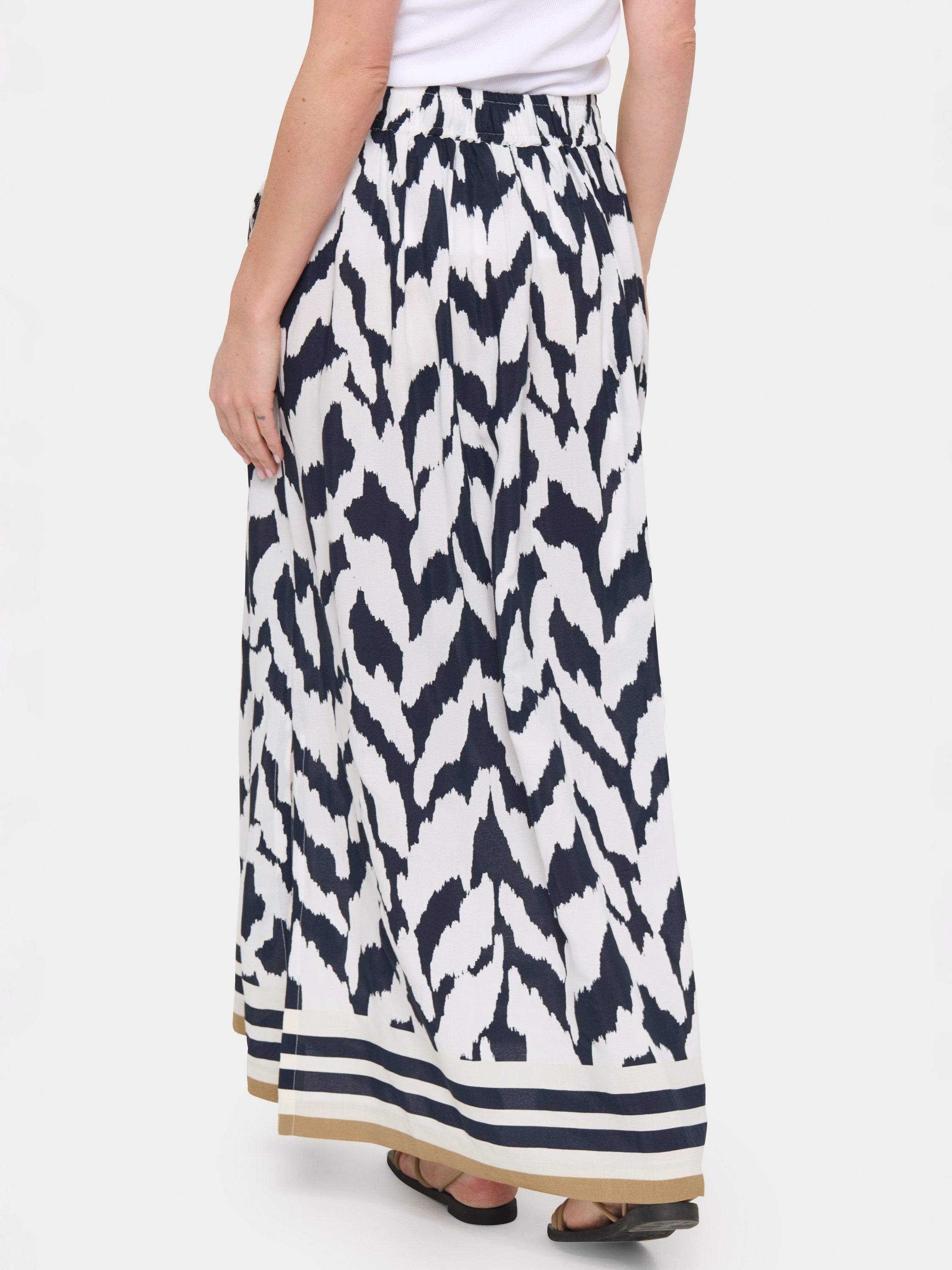 Product image 2 of 6, which shows Saint Tropez Khloe Monochrome Strokes Maxi Skirt, Black/Multi, S